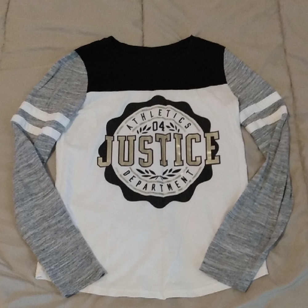 Justice Kids Long Sleeve Shirt - Black, White, Gray